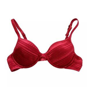 VTG Vassarette Bra 34A RED Satin Full Coverage  Lined Contour 75-250‎ Coquette